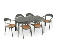 Ensemble table et chaises de jardin LAVANDA gris, empilables résistantes aux intempéries et aux UV