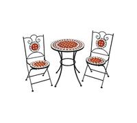 tectake® Ensemble Table et Chaises en Mosaïque Table de Bistrot Bar Salon de Jardin Exterieur, Structure en Acier lâqué époxy, Mobilier de Jardin Amenagement Balcon Terrasse