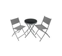 TECTAKE Ensemble table et chaises de jardin bistrot pliable pour 2 personnes gris