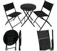 Ensemble table et chaises de jardin - TECTAKE - Lot de 2 chaises d'extérieur bistrot DÜSSELDORF Pliable pour 2 personnes - Noir