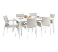 Ensemble table et chaises de jardin VERANO - Blanc et beige G