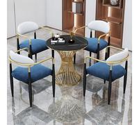 Ensemble table et chaises de réception de bureau - 4 chaises et table ronde pour hall d'entrée, centre commercial, chambre à coucher, bureau - Meubles modernes gris (60 cm) - Solution d'assise