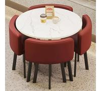 Ensemble table et chaises de réception modernes rouges pour 4 personnes avec sièges souples, idéal pour les petits bureaux, clubs et espaces de détente. Ensemble de meubles élégants et fonctionnels