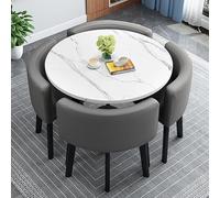Ensemble table et chaises de salle à manger 5 pièces 4 places rondes simples multi-usage pour café, conférence et salle à manger, pour bureau, réception, club, café, balcon, salon (couleur :