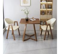 Ensemble table et chaises de salle à manger carrées, comprenant 1 petite table basse, 2 chaises en simili cuir/tissu, adapté aux salles de réception et de réunion, salles à manger, bureaux, off-white