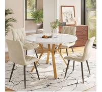 Ensemble Table et Chaises de Salle à Manger-CDISPLAY -Table Ronde Moderne de 100 cm avec 4 Chaises-pour Salle à Manger,Cuisine,Salon