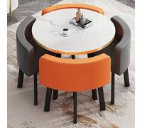Ensemble table et chaises de salle à manger moderne pour bureau, salle de réception, club, table basse et chaise pour 4 négociations avec dossier haut en cuir PU, meubles de salon en orange