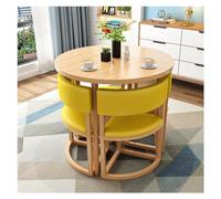 Ensemble table et chaises de salle à manger modernes de 80 cm - Jaune - Économie d'espace - Table de réception ronde pour dîner, petit déjeuner dans un appartement, un bureau, un balcon, une cuisine,