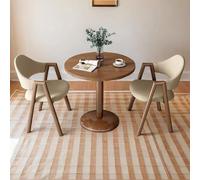 Ensemble table et chaises de salle à manger modernes du milieu du siècle pour 2 petites tables de café rondes avec pieds en métal et fourrure de loisirs pour salle à manger et beau salon (jaune et