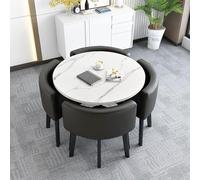 Ensemble table et chaises de salle à manger modernes en similicuir pour 4 personnes, convient aux petits espaces, cuisine, petit déjeuner, bar et salle de réunion, noir