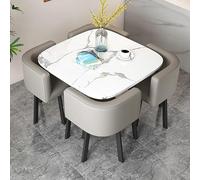 Ensemble table et chaises de salle à manger modernes et élégantes pour 4 personnes - Meubles de réception rondes/carrés, salle de conférence, négociation d'entreprise, 80 cm, gris combo pour cuisine
