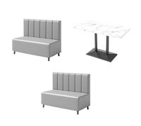 Ensemble Table Et Chaises De Salle À Manger Modernes for Café, Bistro, Magasin De Thé, Bureau Rectangulaire avec Dessus en Faux Marbre, Sièges Et 2 Chaises en Simili Cuir Gris(E)