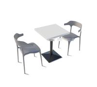 Ensemble Table Et Chaises De Salle À Manger Modernes for Café, Bistro, Magasin De Thé, Bureau Rectangulaire avec Dessus en Faux Marbre, Sièges Et 2 Chaises en Simili Cuir Gris(B)