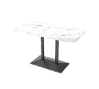Ensemble Table Et Chaises De Salle À Manger Modernes for Café, Bistro, Magasin De Thé, Bureau Rectangulaire avec Dessus en Faux Marbre, Sièges Et 2 Chaises en Simili Cuir Gris(J)