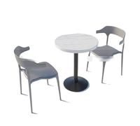 Ensemble Table Et Chaises De Salle À Manger Modernes for Café, Bistro, Magasin De Thé, Bureau Rectangulaire avec Dessus en Faux Marbre, Sièges Et 2 Chaises en Simili Cuir Gris(A)
