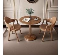 Ensemble table et chaises de salle à manger pour 2 personnes - Table de bureau ronde moderne du milieu du siècle avec pieds en métal - Meuble de café élégant en bois