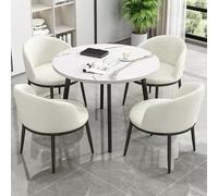 Ensemble table et chaises de salle à manger pour 4 personnes - 80 cm - Blanc - Table basse simple pour bureau, réception, balcon, salon - Idéal pour négociation et mobilier de club