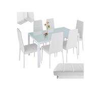 Ensemble table et chaises de salle à manger rembourrées avec revêtement en cuir synthétique blanc/blanc