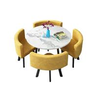 Ensemble table et chaises de salle à manger ronde effet marbre avec 4 chaises, idéal pour appartements et salles d'événement