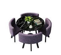 Ensemble table et chaises de salle à manger ronde effet marbre avec 4 chaises, idéal pour appartements et salles d'événement