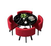 Ensemble table et chaises de salle à manger ronde effet marbre avec 4 chaises, idéal pour appartements et salles d'événement