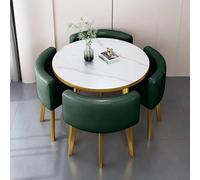 Ensemble table et chaises de salle à manger ronde, plateau en marbre avec assise confortable pour bureau, balcon, salon