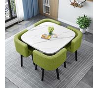 Ensemble table et chaises de salle à manger rondes/carrées, élégantes et modernes, avec 4 chaises. Mobilier polyvalent pour la cuisine et les réunions de famille, idéal pour le salon ou la salle à ma