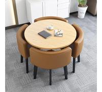 Ensemble table et chaises de salle à manger rondes pour 4 bureaux, tables de réception et chaises avec sièges rembourrés, idéal pour la maison, le balcon, le café, la salle de pause