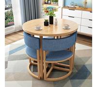 Ensemble table et chaises de salle à manger rondes pour bureau, réception et espace de loisirs, petite table ronde et chaise, idéale pour la décoration du salon et du salon (bleu clair)