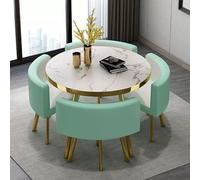 Ensemble table et chaises de salle à manger, table ronde simple pour réception ou négociation, idéale pour un bureau, une salle de réception, un club ou un salon, bleue, 90 cm / 35,4 pouces