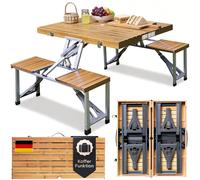 Ensemble table et chaises en alu pliant 4 places bois pique-nique camping salon