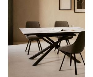 Ensemble table et chaises en verre Theone + chaise pivotante Jenna