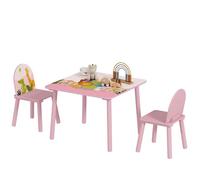 Ensemble table et chaises enfant - AIYAPLAY - 3 pièces - pour activités et jeux - bois - 60 x 60 x 44 cm - rose