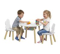 Ensemble table et chaises enfant - AIYAPLAY - trois pièces - avec sac de rangement - bois - 60x60x44cm - blanc