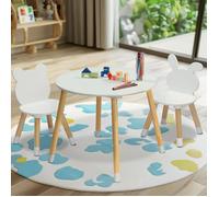 Ensemble table et chaises enfant avec Chaises à Oreilles de chaise Ours + Lapin - ALIGHTUP- Blanc