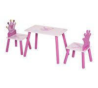 Ensemble Table Et Chaises Enfant Design Princesse Motif Couronne Bois Pin Mdf Rose Rose