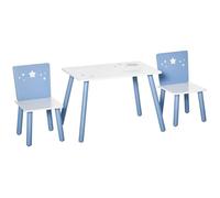 Ensemble table et chaises enfant - HOMCOM - 3 pièces - pour activités et jeux - bois - 60 x 40 x 43 cm - bleu