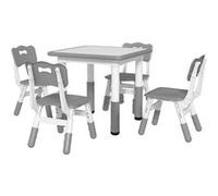 Ensemble table et chaises enfant - set de 5 pièces réglables en hauteur - MDF PP blanc gris G