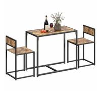 Ensemble table et chaises HOMCOM 2, ensembles de salle à manger, table rectangulaire peu encombrante et 2 chaises pour cuisines compactes, structure en acier, brun rustique