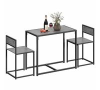 Ensemble table et chaises HOMCOM 2, ensembles de salle à manger, table rectangulaire peu encombrante et 2 chaises pour cuisines compactes, structure en acier, effet bois gris anthracite