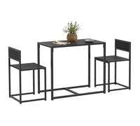 Ensemble table et chaises - HOMCOM - table à manger 3 pièces avec 2 chaises encastrables, pour cuisine salon maison, noir