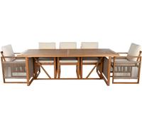 Ensemble table et chaises Home ESPRIT Marron Ficelle Bois d'eucalyptus 230 x 100 x 75 cm