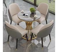 Ensemble table et chaises modernes grises pour petite salle de conférence, bureau, réception avec surface en roche, 4 chaises en cuir PU, salon, cuisine, club 27,5/70 cm, élégant et