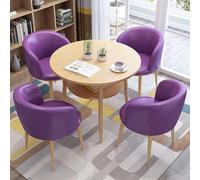 Ensemble table et chaises modernes pour bureau, réception, 4 chaises incluses, idéal pour les petites salles de conférence et bibliothèques, sièges élégants en cuir PU, couleur violet