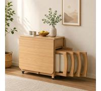 Ensemble Table et chaises Pliantes avec 4 chaises et tiroir de Rangement | Ensemble table et chaises pliantes pour la maison, idéal pour la cuisine, la salle à manger, le salon ou un restaurant,1.4 m