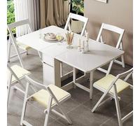 Ensemble Table Et Chaises Pliantes avec Tiroir De Rangement Et 4 Chaises, Table Extensible avec Rallonges Amovibles, Gain De Place for La Maison, Le Salon Et Le Restaurant(White)