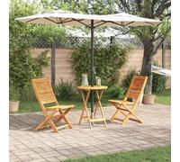 Ensemble table et chaises pliantes en bois d'acacia compact pour jardin et balcon - 3 pièces - Robuste et élégant - Marron