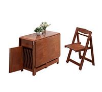 Ensemble table et chaises pliantes portables avec rallonges à feuilles tombantes et tiroir en bois massif pour salle à manger de ferme 5 pièces peu encombrante avec chaises
