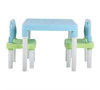 Ensemble Table et Chaises pour Enfants pour étudier et en Plastique PP écologique de Couleur Rose et Bleu Vert, Idéal pour la Maison ou la Maternelle (Bleu et Vert)