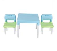 Ensemble Table et Chaises pour Enfants pour étudier et en Plastique PP écologique de Couleur Rose et Bleu Vert, Idéal pour la Maison ou la Maternelle (Bleu et Vert)